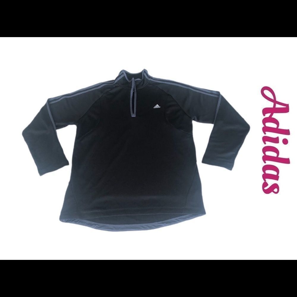 Adidas 1/4 Zip Up Black Athletic Pullover Sz XL - Picture 1 of 7